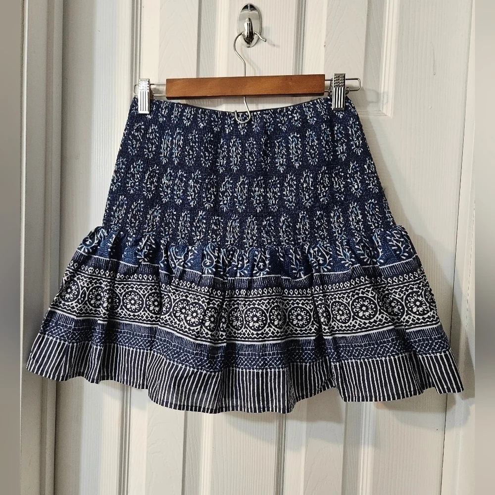 NWT Chelsea & Violet Mayan Blue Paisley Tassel Mini Skirt
